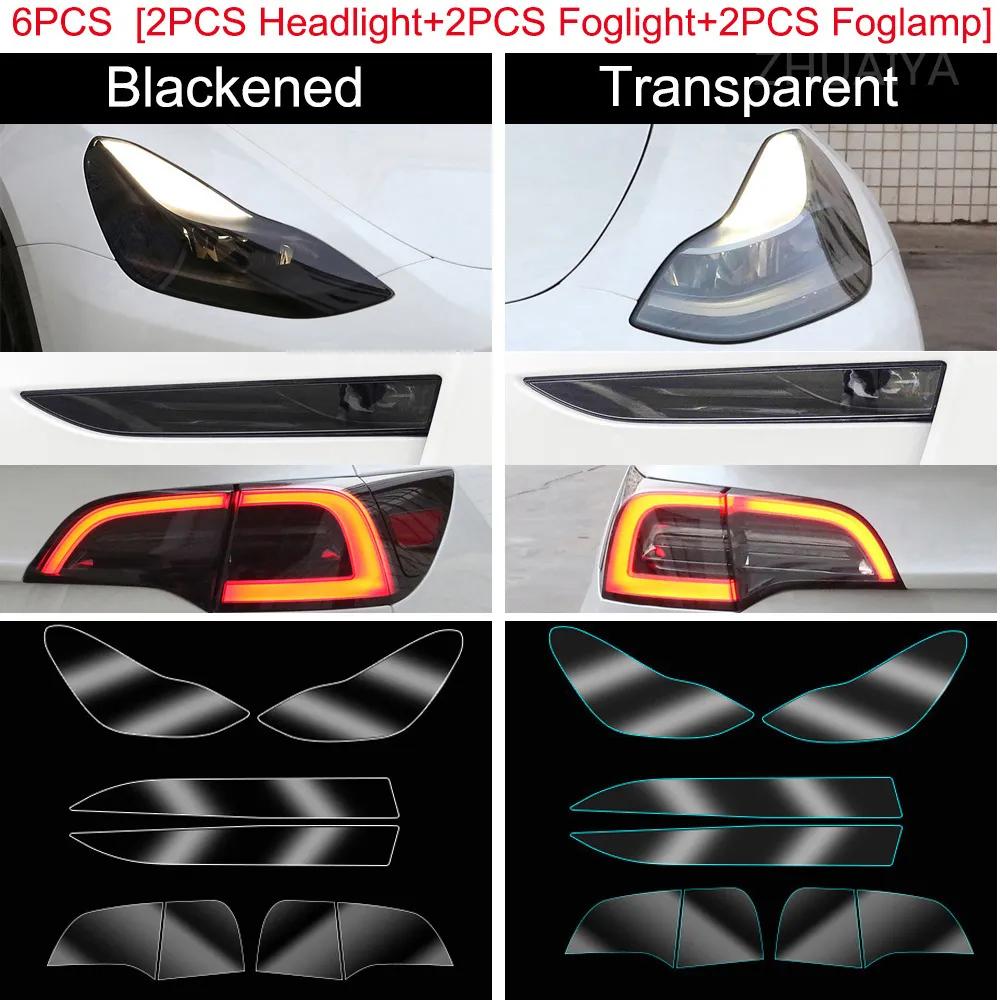 For Tesla Model 3 Y 2017-2023 PPF Blackened Headlight Taillight Foglight Protective Film Modification Black Color Changing Films