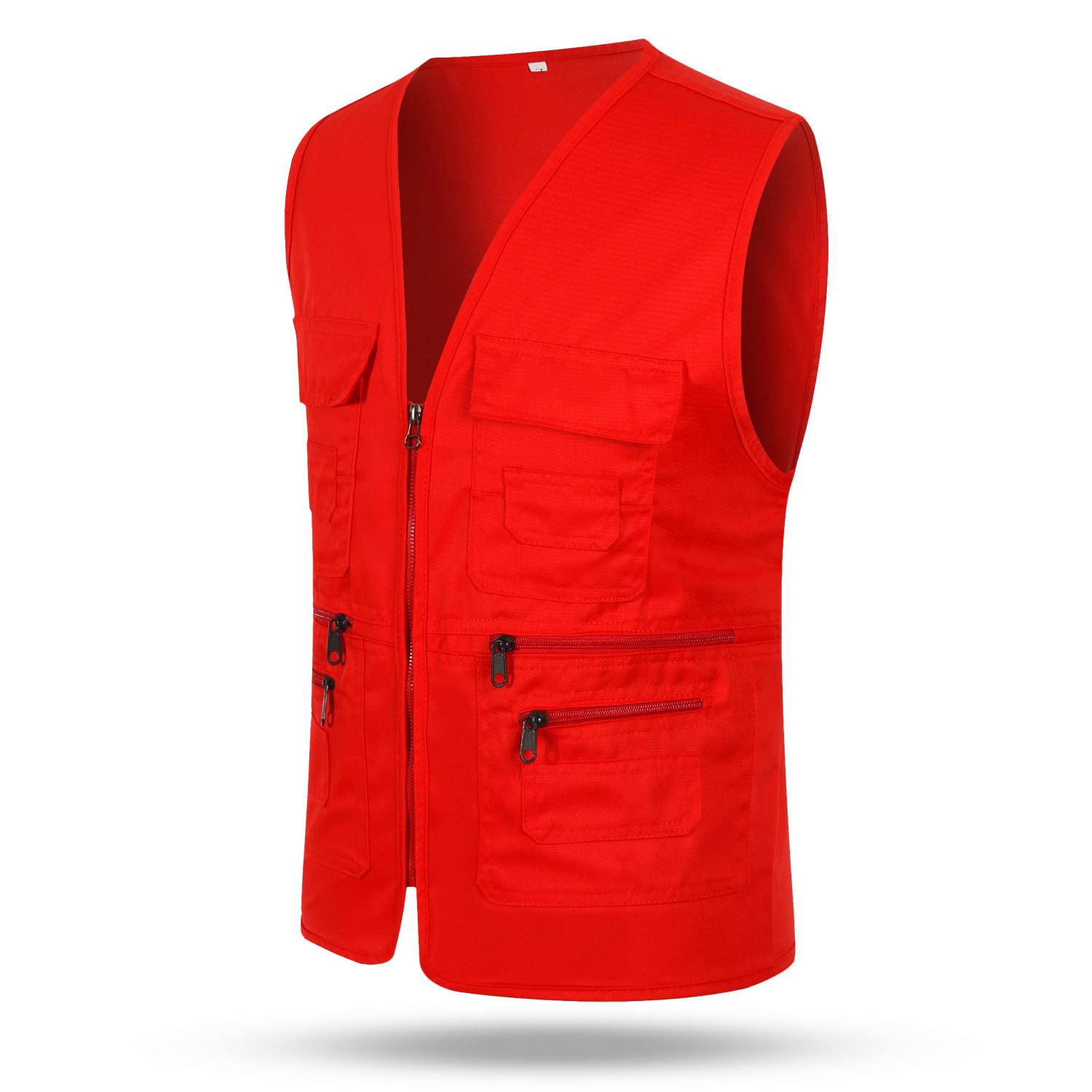 Customizable Multi-Pocket Photography Director Vest with Logo for Volunteers and Reporters 4XL красный