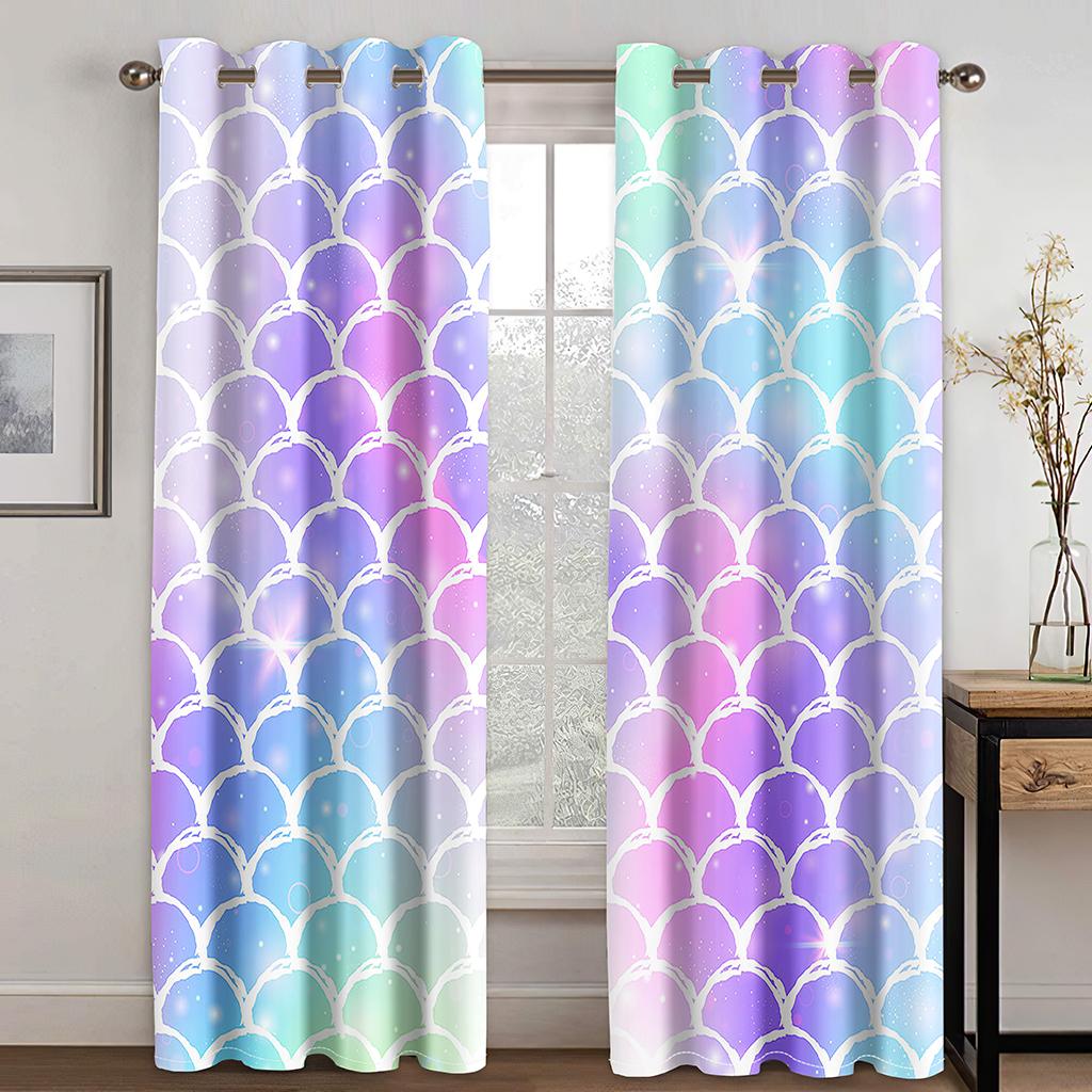 2pcs Glass Abstract Geometric Graphic Pattern Painted Curtain Rod Pocket  Digital Printed Curtains Polyester Materia Living Room