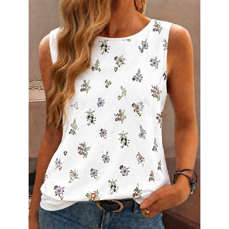 Women's T Shirt Sleeveless Shirt Print Floral Graphic Bohemia Vintage Stylish Sleeveless Tops Casual Daily Summer Spring