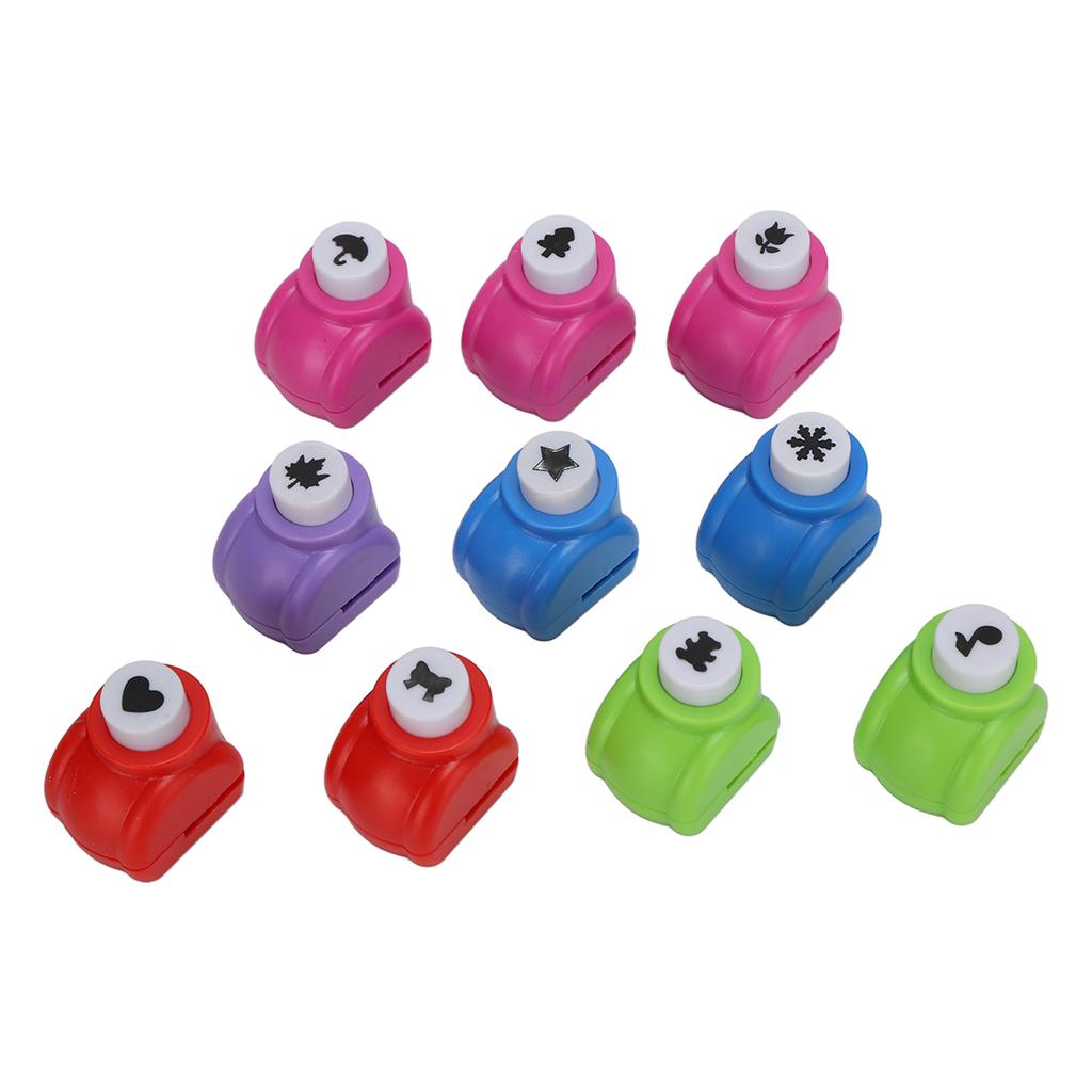 10pcs Hole Puncher Different Patterns Easy Operation Multifunctional Portable Punch Craft Set