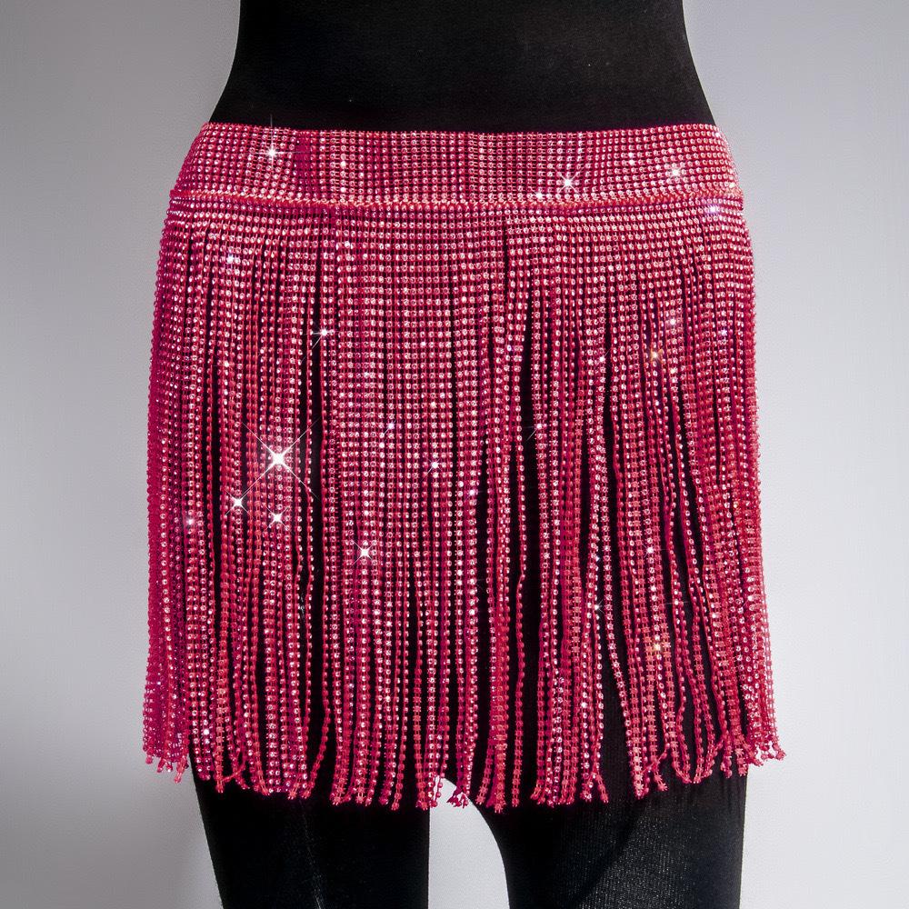

Women Mini Skirt Glittering Glitter Party Dress Dance Club Skirt Versatile Waist Chain Accessory For Dance Club Special Party рожевий червоний колір