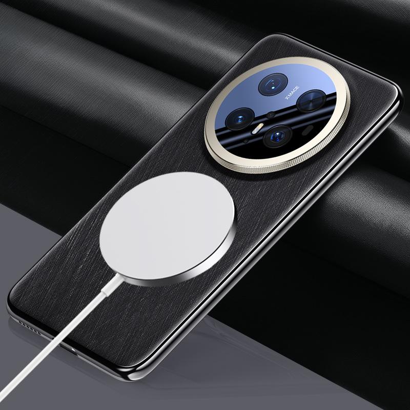 Suitable for Huawei Mate70pro Mobile Phone Case Magnetic Sucking Huawei Lens Full-package Anti-fall M70 Electroplating Business Leather Case