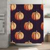 Festive Fall DecorPumpkin Pattern Bath Curtain for Bathroom, Waterproof Shower Curtains in Purple with Colorful Gourds Home Furn
