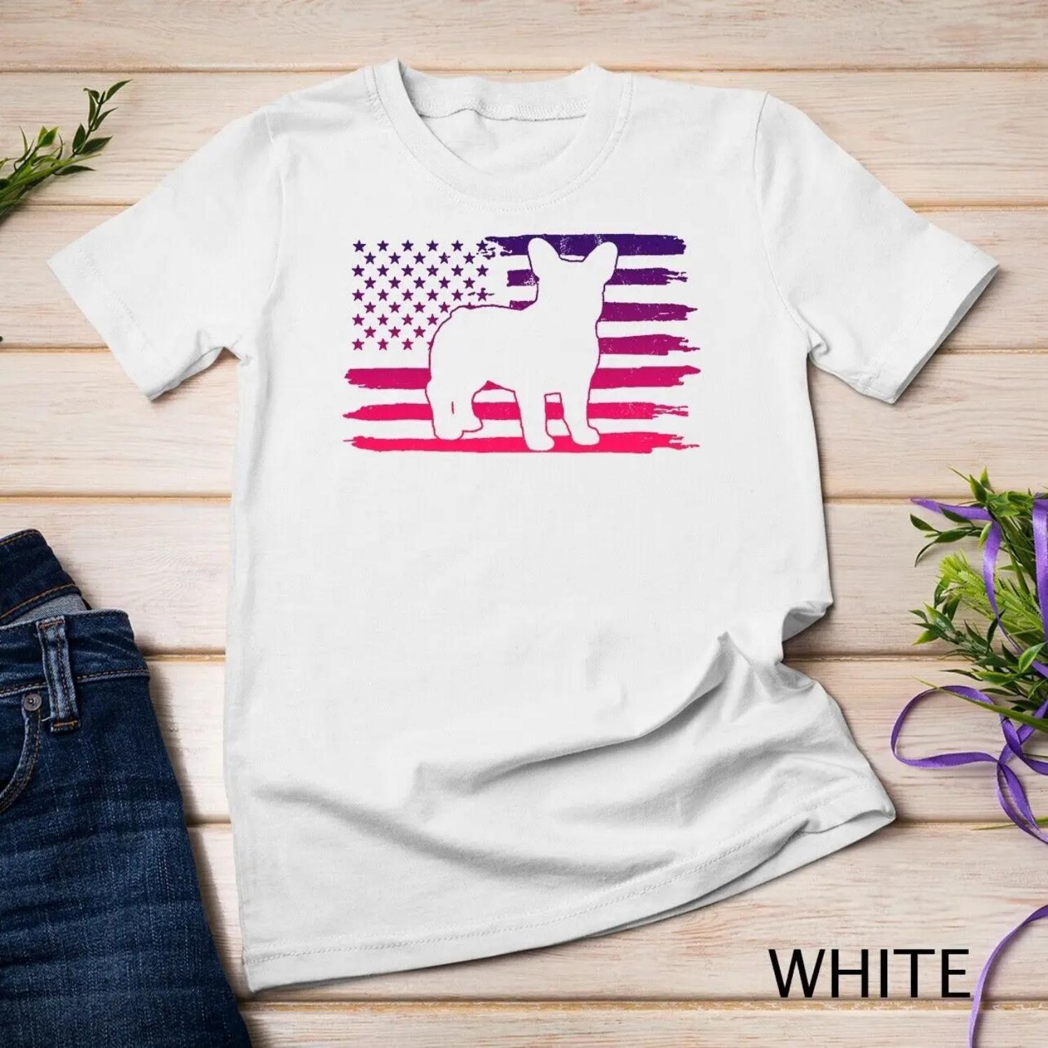 Colorful Frenchie T Shirt 4th of July French Bulldog XXXXXL белый
