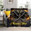 1PC Custom Name Axes Shield outdooor Flannel blankets Throw Blanket All-Season Throw Gift Bedspread for Couch, Bed, Camping Holiday Birthday gift