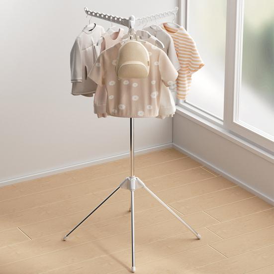 Folding Clothes Rack with Stable Base Space-saving Design Flexible Arm Clothes Hanger Portable Clothes Drying Rack