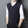 100% Wool V-Neck Knit Sweater Vest - Autumn 2025 Business Casual for Middle-aged Men