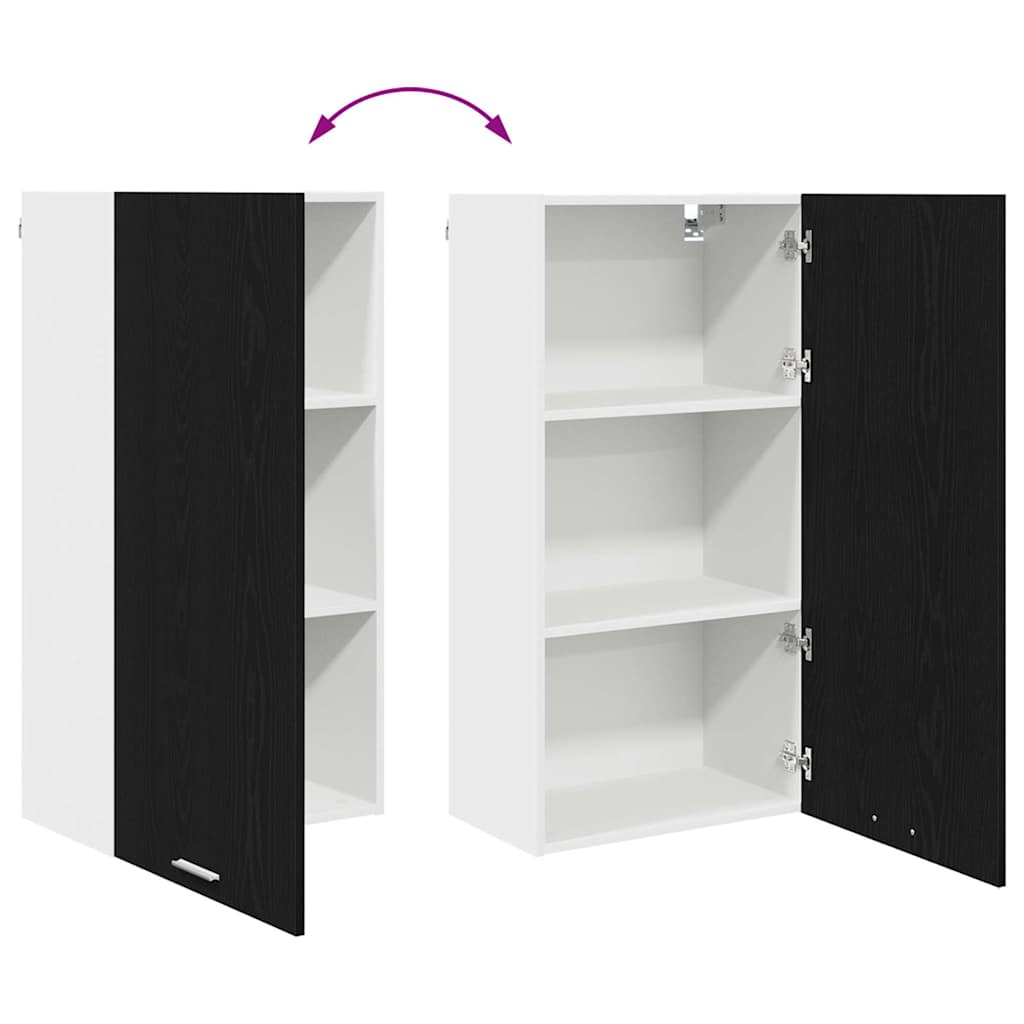 Wall Mounted Cabinet with Door Black Oak and White 50 X 31 X 100 Cm