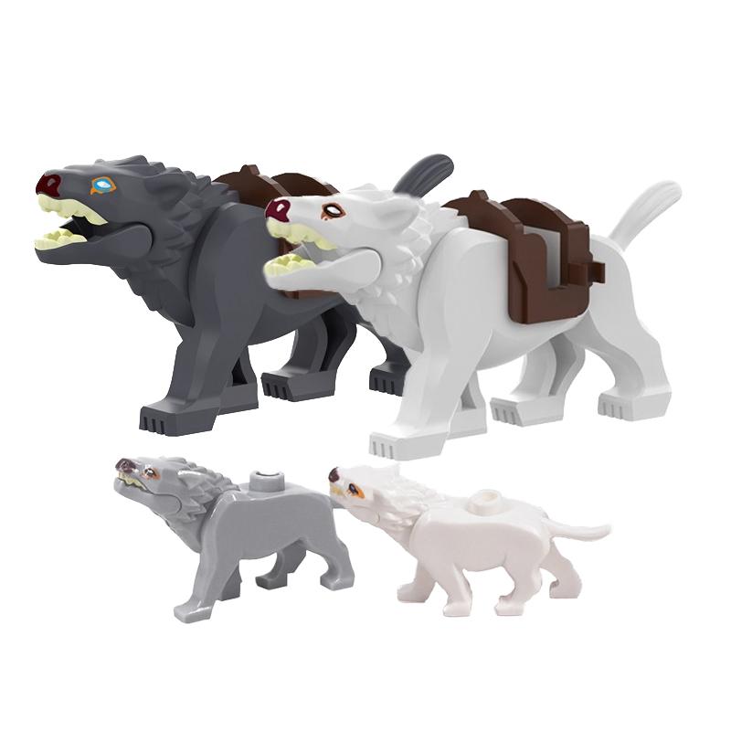MOC Serie Granja Bosque Escena Crianza Animal Bloques de Construcción Lobo de la Jungla Montura Caballo Oso Marrón Blanco Panda Ladrillos DIY Juguetes para Niños