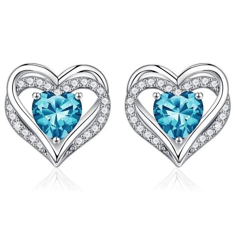 Sweet And Luxurious Jewelry, European And American Sparkling Personality, Bride'S Wedding, Blue Zircon Earrings