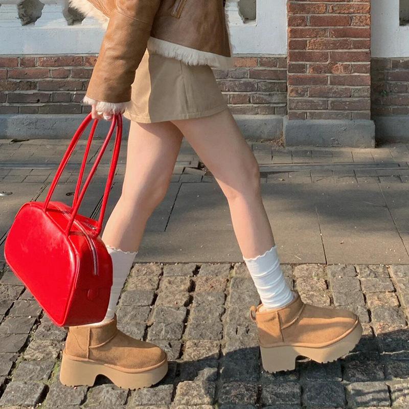 Fashion 2024 Snowy boots for women in winter new  plus thick solid bundled plus half Casual cotton shoes snow boots