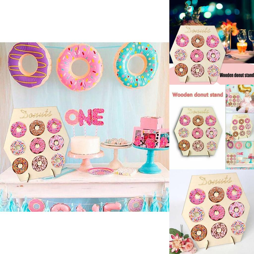 Elegant Wooden Donut Wall Display Stand For Wedding And Birthday Parties
