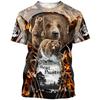 Outdoor Hunting 3D Printed T Shirt For Men Animal  Bear Graphic T-Shirt Casual Streetwear Ropa Hombre Oversized O-Neck Tee Tops