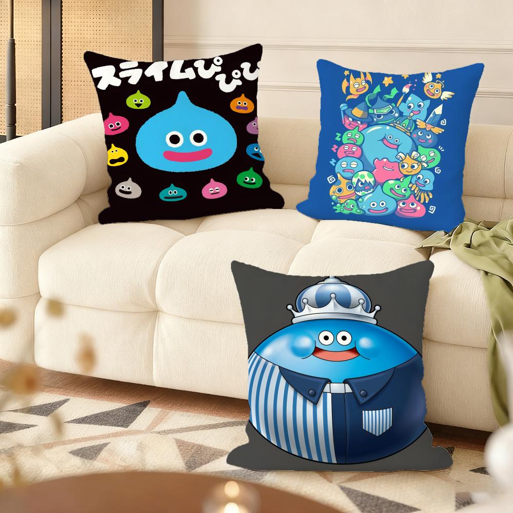 D-Dragon Quest Rocket Slime Cushion Cover Soft Short Plush Pillow Cover Smooth Cozy Texture Aesthetic Cushion Case Home Decor