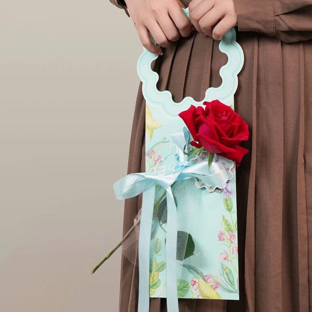 5pcs DIY Flowers Packing Bags Paper Gift Handbag Greeting Card Gift Wrapping Paper Flower Packaging