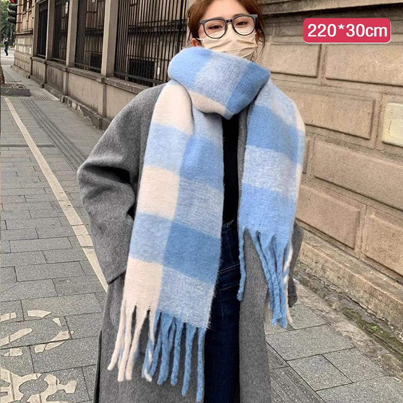 Soft Winter Cashmere Scarf Multi-Style Warm Long Tassel Scarves Mohair Thickened Wrap Shawls For Women Girls