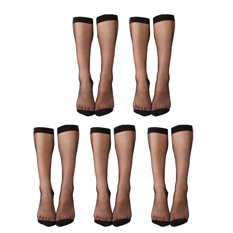 1/5/10 Pair Silky Sheer Women Over the Calf Long Socks for Office and Casual Wear Breathable Nylon Knee Length Stockings