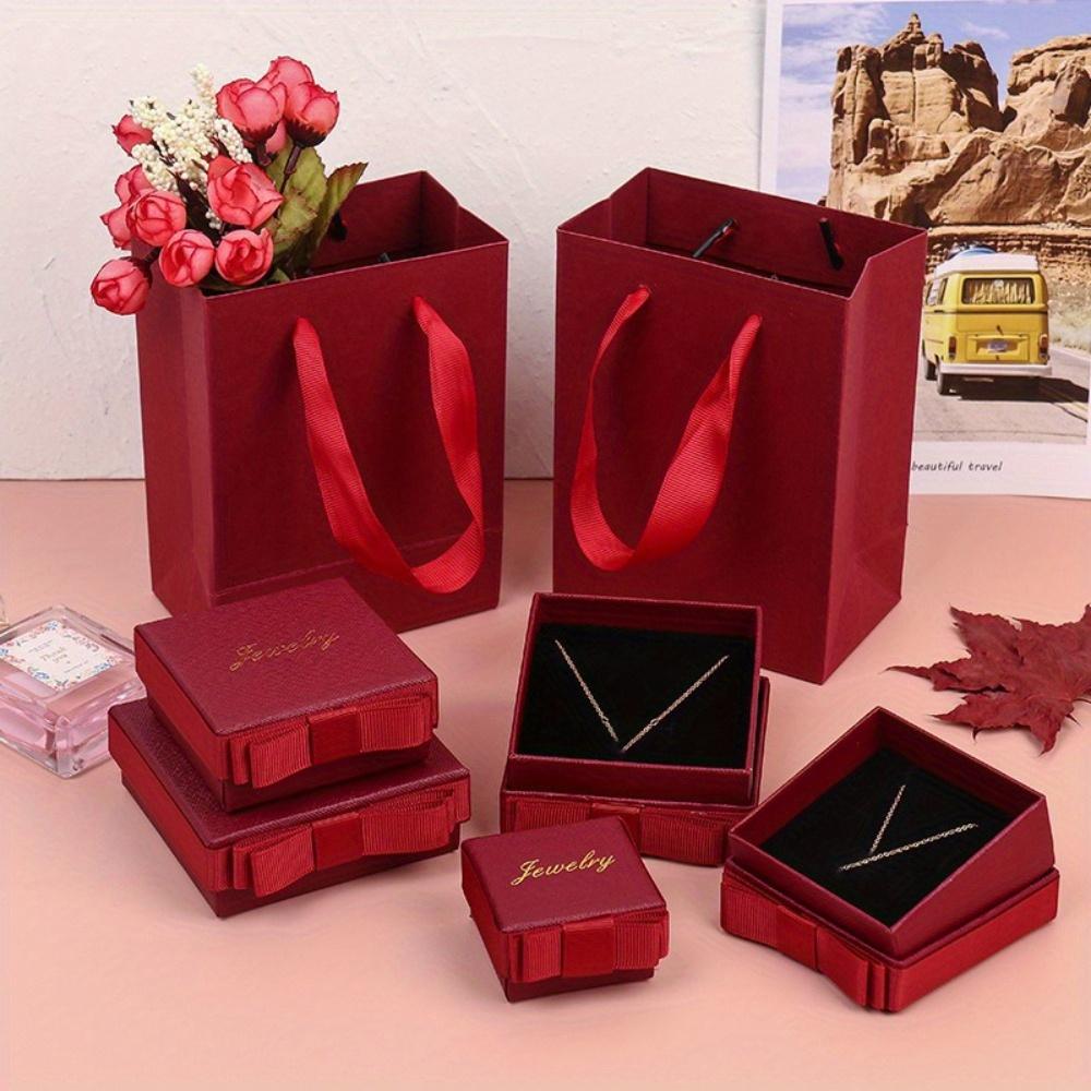 8pcs Square Jewelry Gift Box Elegant Gift Boxes with Lids and Bow Luxury Treat Boxes Paper Gift Wrap Box Jewelry Storage Box for Necklace Ring Earring