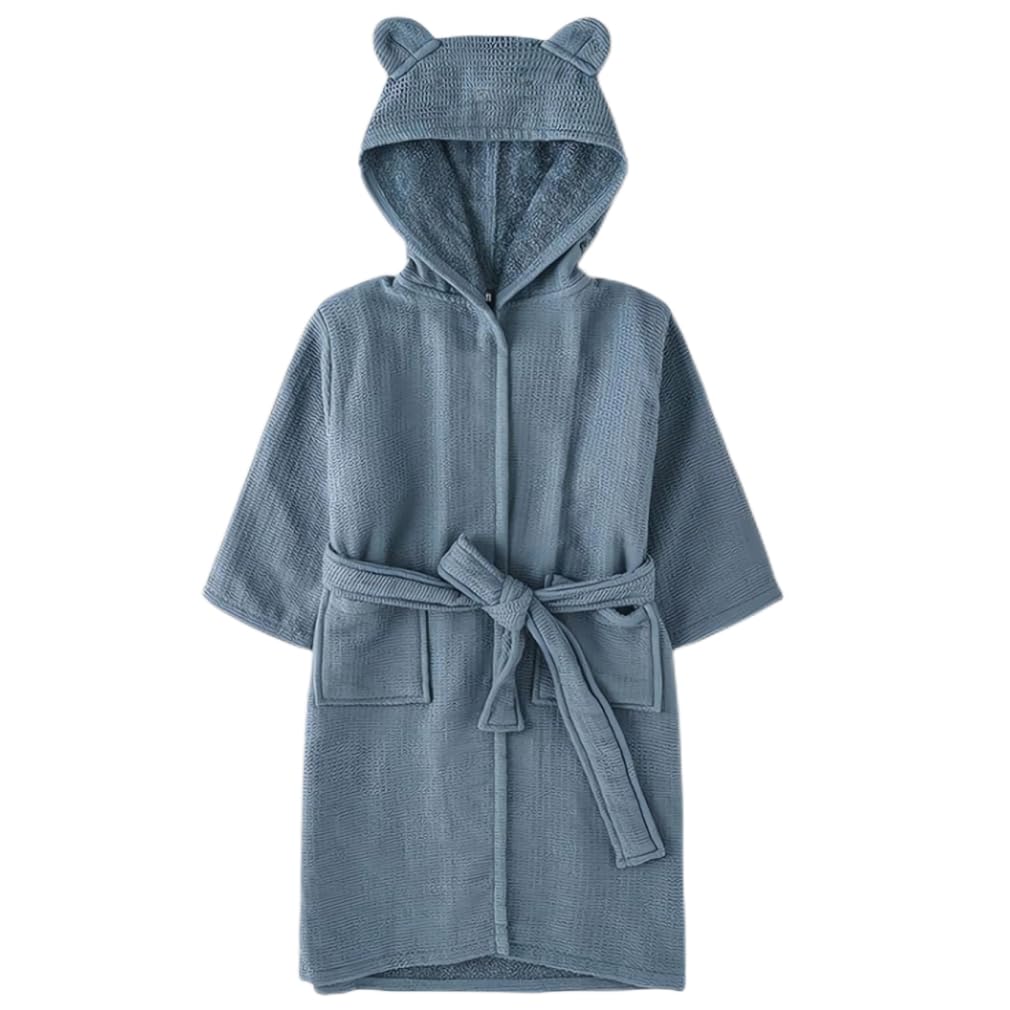 

MARBEINE Kids Hooded Bathrobe, Cotton Pajamas for Boys and Girls, Open-Front, Perfect for Bathtime or Loungewear