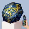 Leeds United Calcio Modello Stampato Mini 5 Pieghe 8 Stecche Compatto Ombrello Antivento Impermeabile Leggero Portatile Pieghevole