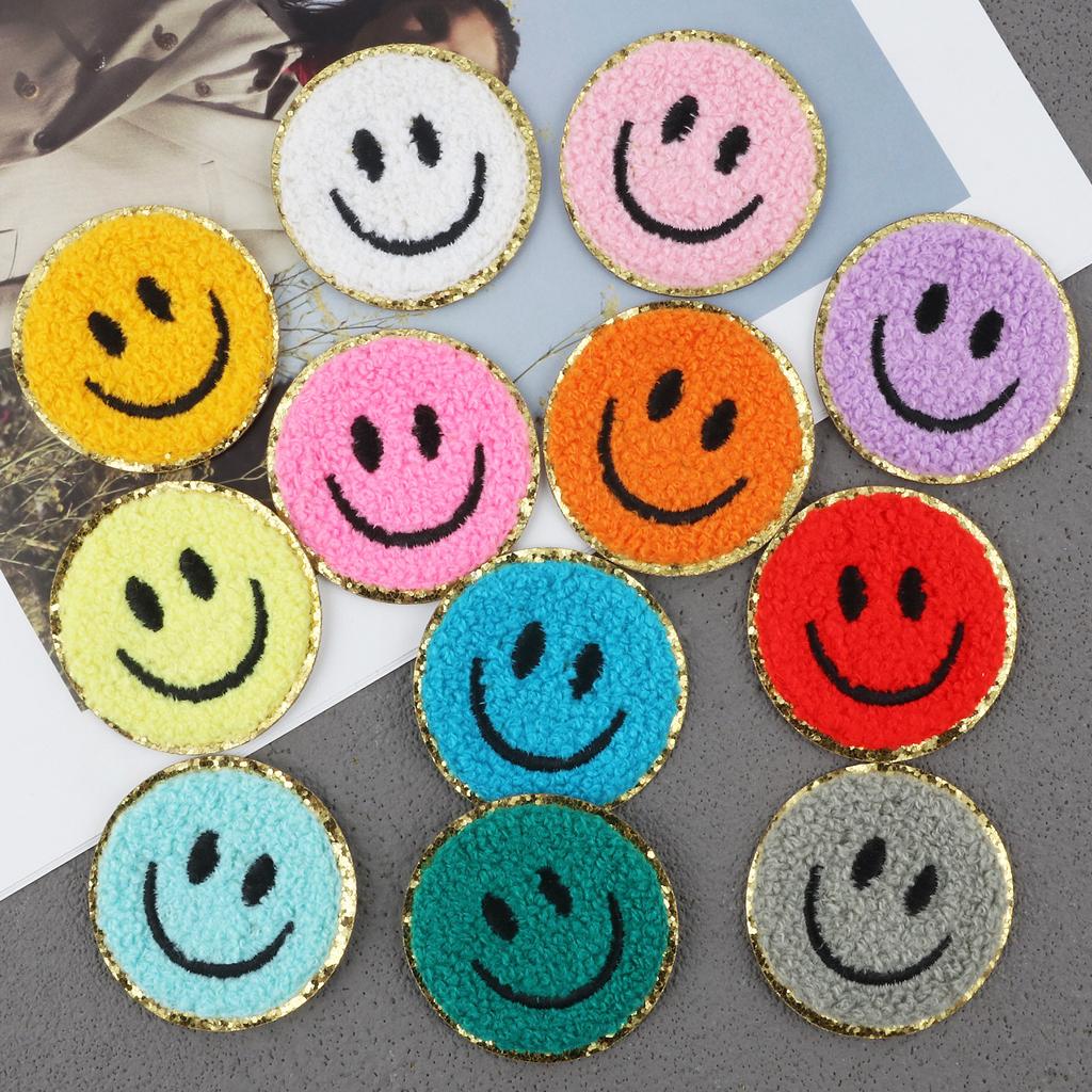 Mixed Color English Alphabet Embroidery Cloth Sticker Digital Towel Embroidery Computer Embroidery Stamp Clothes Smiley Face Patch Sticker