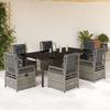 Vidaxl 7-Cz. Gartenmöbel-Set mit Kissen, Grau, PE-Rattan