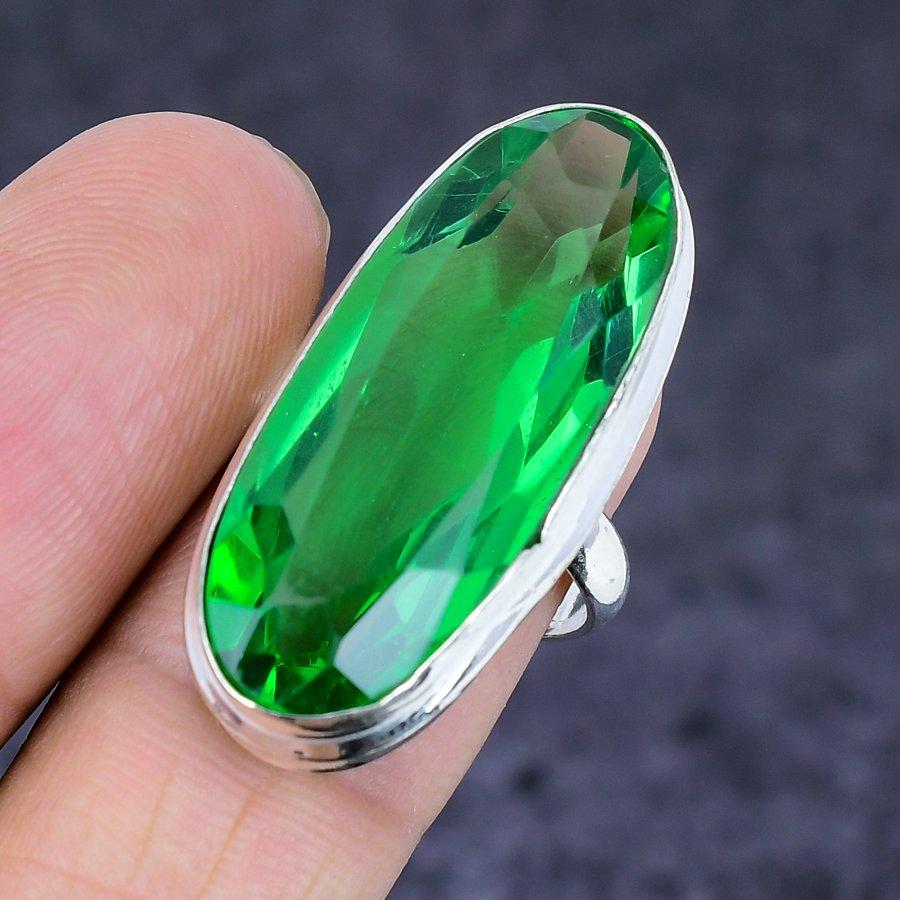Natural Tsavorite Gemstone Handmade 925 Sterling Silver Jewelry Ring Size 6 ETC-12469