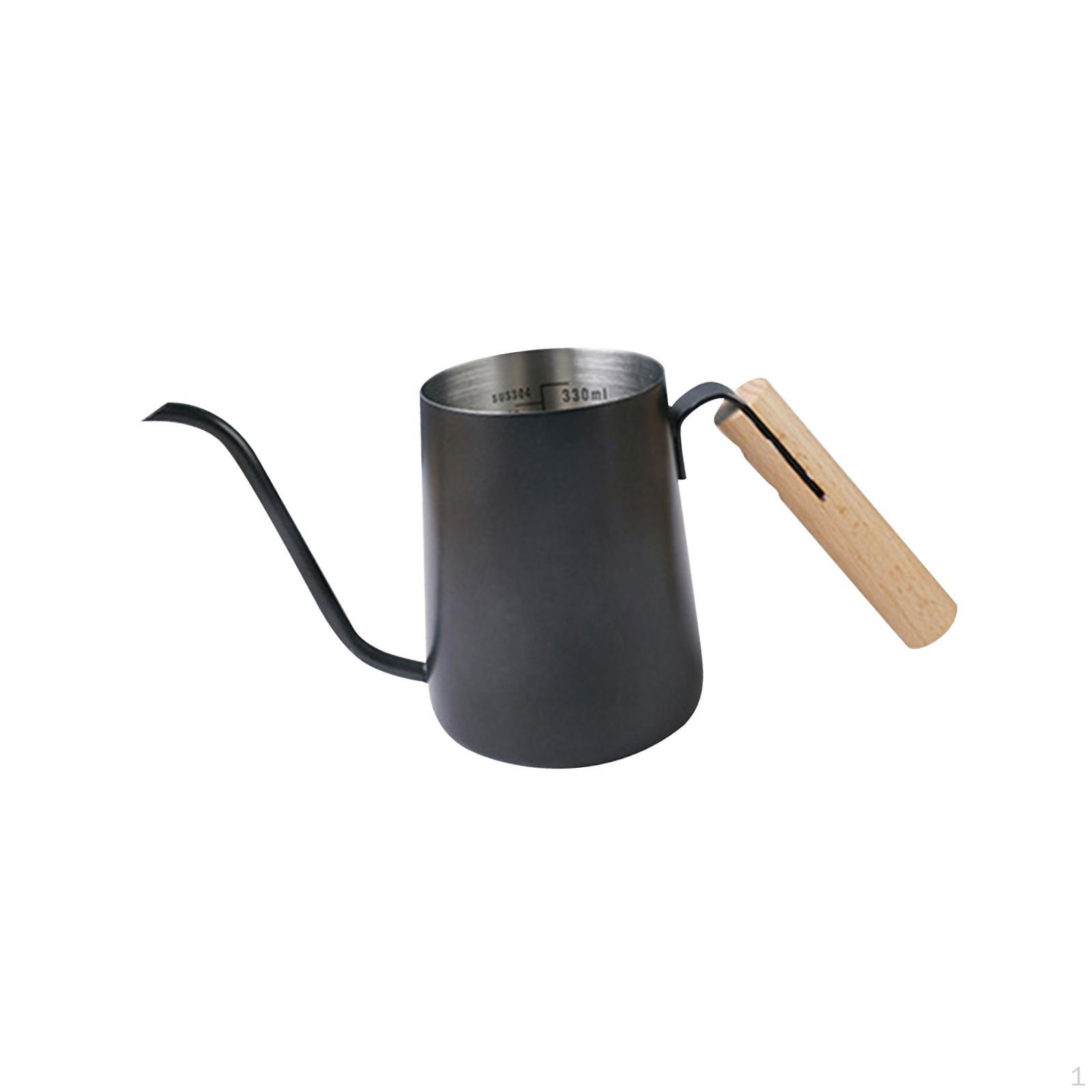 

Coffee Kettle with Wooden Handle And Stainless Steel, Hand Brewed Teapot for Cafe, Home, чорний