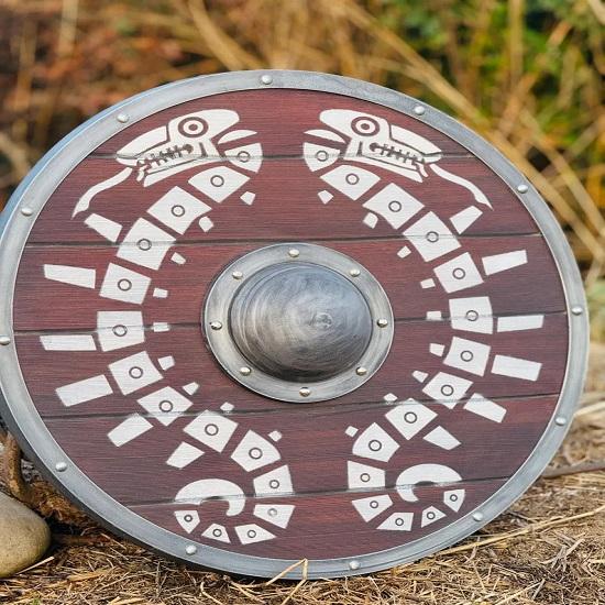 Ručne vyrobený drevený štít Nórsky bojovník Bojový štít Zelda Cestovateľský štít Stredoveká rekonštrukcia LARP štít Vikinská dekorácia