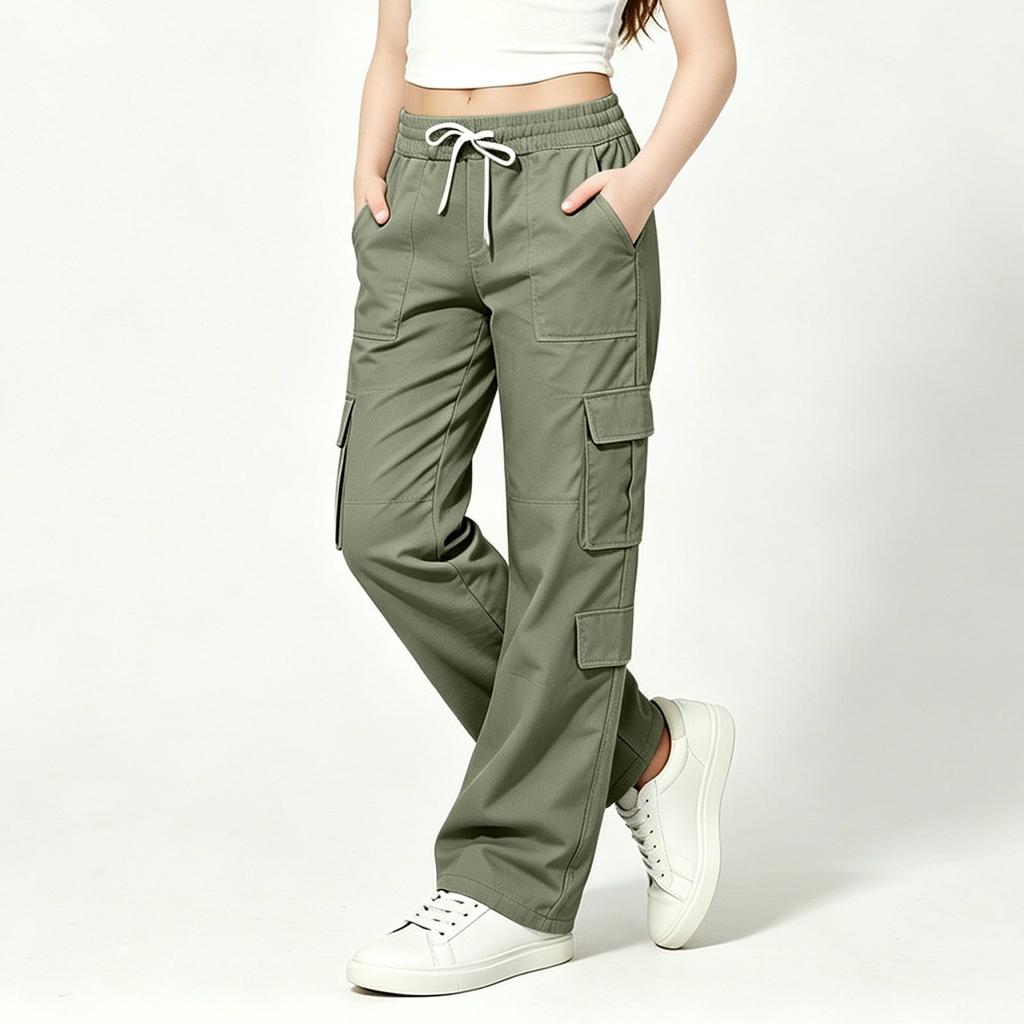 Children's Color Multi-Pocket Cargo Pants Casual Versatile Everyday Wear for Boys and Girls