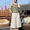 Cotton and Linen Wide Leg Pants for Women Summer High Waisted Cropped Pants Plus Size Casual Pants for Women Linen Loose Pants for Women