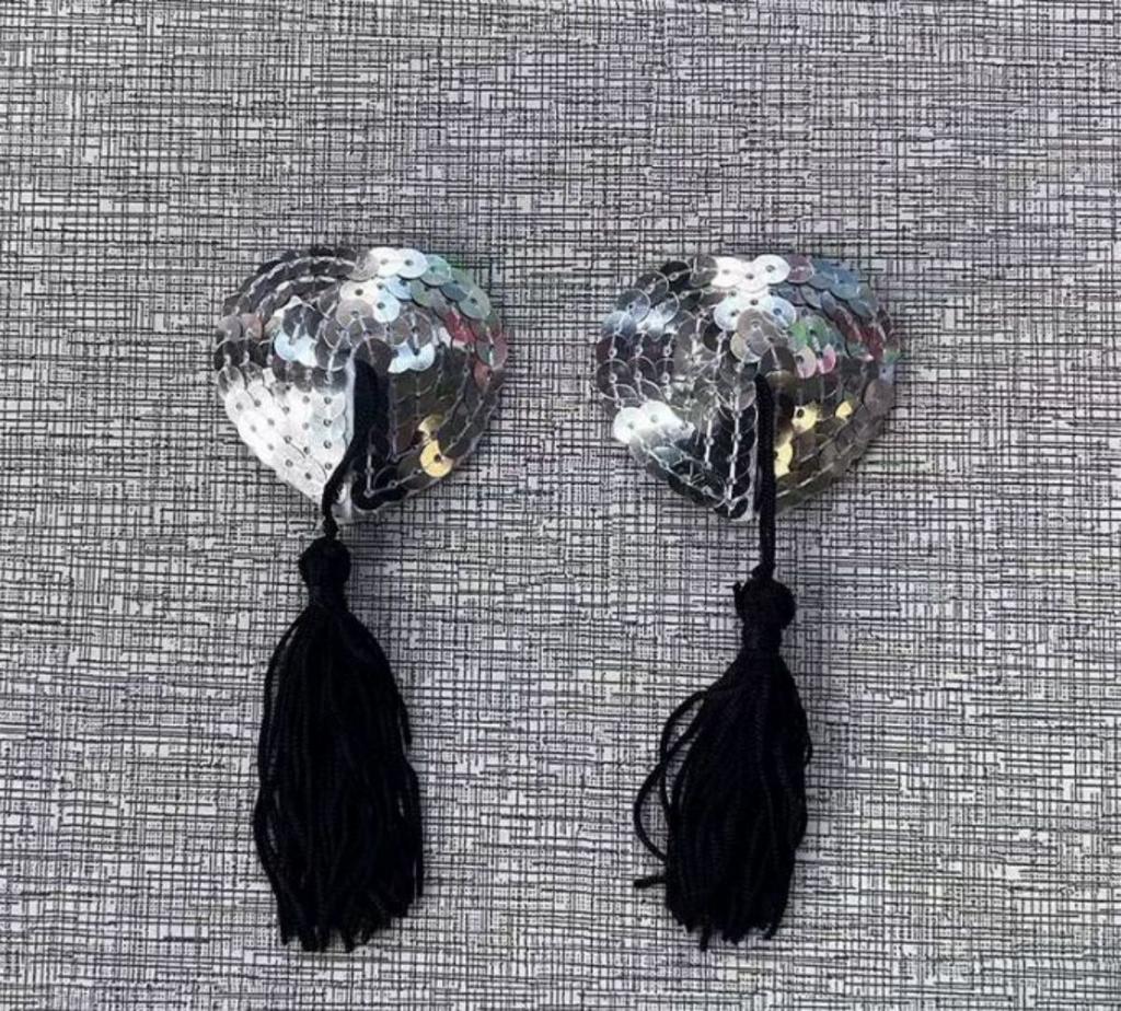 Sex Product Sequin Nipple Cover for women Lingerie long Tassel Breast Bra Pasties Stickers Self Adhesive Heart Shape Breast Stic