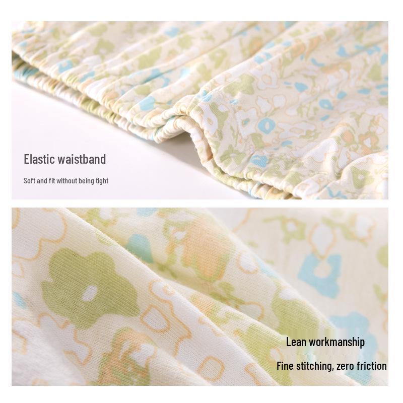 Women's Pure Cotton Knit Pajama Pants - Spring/Summer, Loose Fit, Plus Size, Elastic Waist, Mosquito-Proof