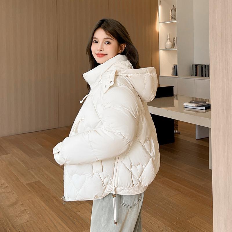 

Куртка с коротким воротником-стойкой с хлопковой подкладкой, зимняя новая ретро-куртка с хлопковой подкладкой на дисковых застежках, утолщенная хлопковая одежда, женская одежда M белый