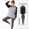 Plus Size Yoga Set: Loose Fit Color Block Long Sleeve, Hip-Covering Quick Dry for Running & Tennis.