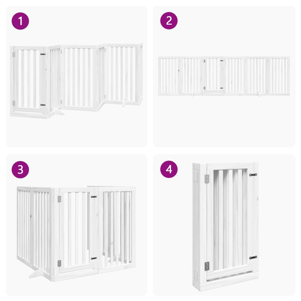 6 Piece Foldable White Dog Gate 300 cm Poplar Wood