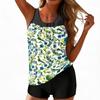 Women’s Tankini Swimsuit Two Piece Set with Floral Print Sleeveless Top and Boyshorts Swimwear for Pool Beach