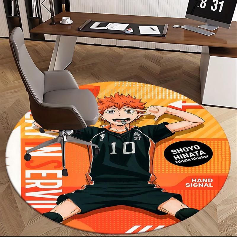 1 vnt. Haikyuu Shoyo Hinata 10 apvalus kilimas, biuro kėdės kilimėlis, neslystantis kilimas namų dekoravimui, sezoninė dovana, tinkamas biurui, svetainei
