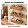 Vertical Storage Organizer Multi-Purpose Three-Tier Wall-Mounted Basket