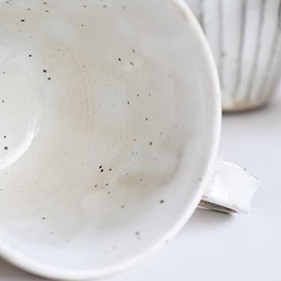 Tatara Mug, Kohiki (Powdered) with Sawed Edges, White, Ceramic, Mino Ware, 250ml, Product Number 755-09-244