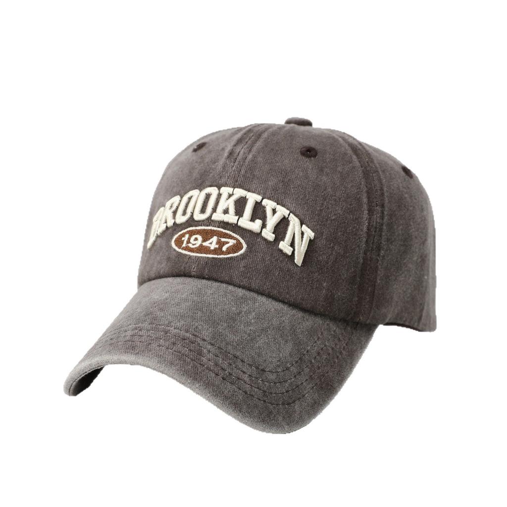 Washed old baseball cap women's retro letter embroidered sunscreen cap men's soft top sun hat