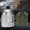 Aluminium Wasserflasche Tasse Kocher Beutel Set Tragbare Militärische Feldflasche mit Tasse für Camping Survival Wandern Rucksacktouren