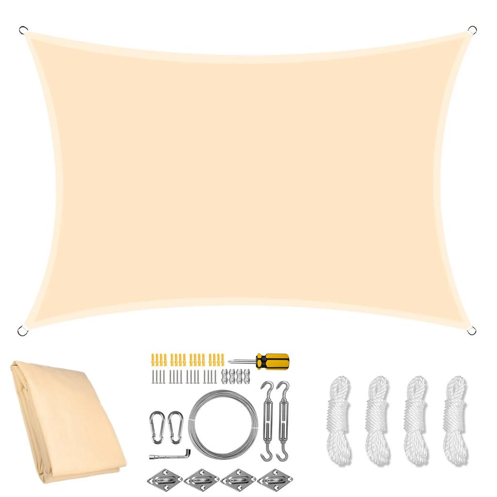 2/3/4/5/6M Waterproof Sun Shade Sail with Hardware Kits Rectangle UV Block Canopy Awning Outdoor Patio Garden Sun Shelter Tents