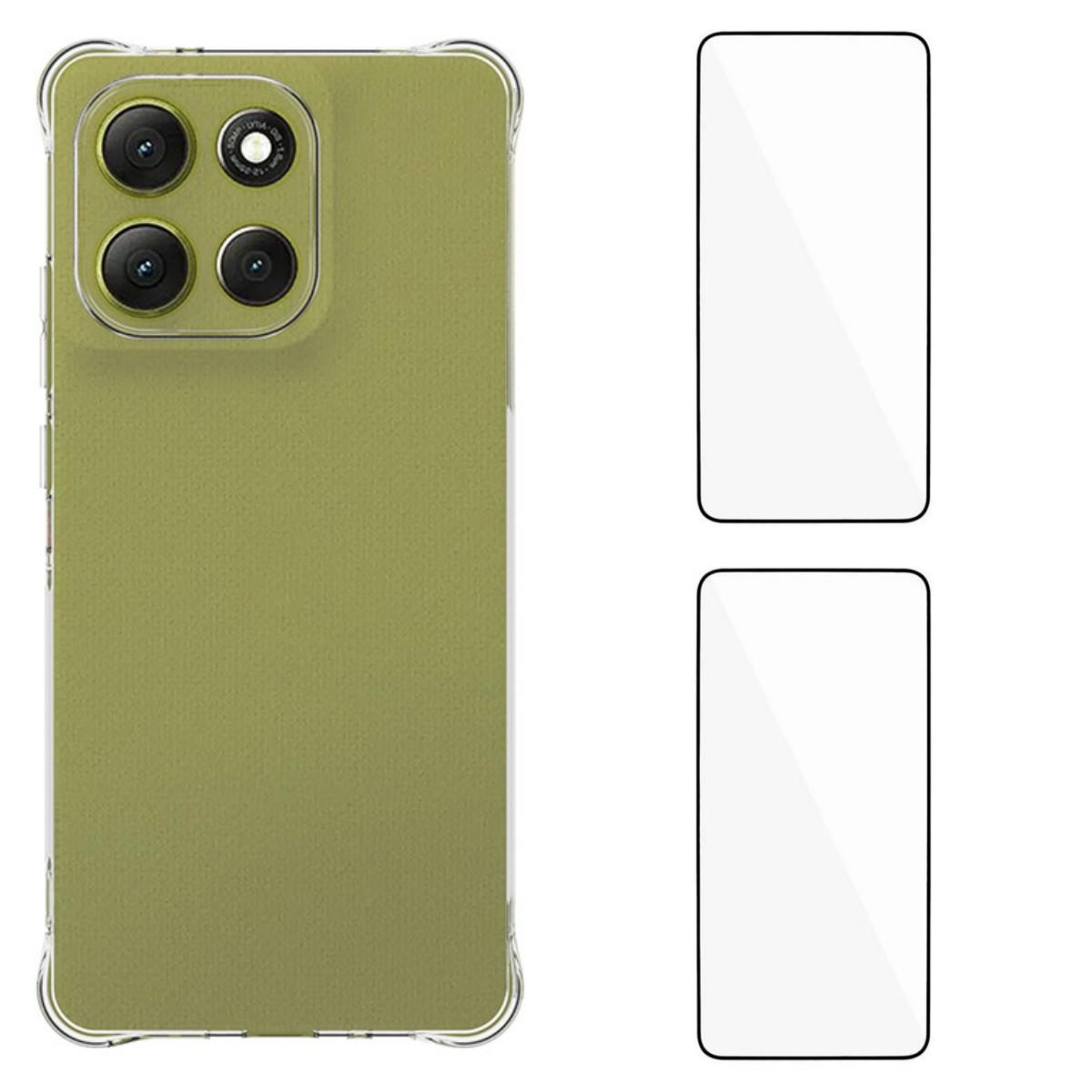 

Для Motorola Moto G86 5G TPU Чехол WANLONFENG WL2 Серия 2.0мм Чехол для телефона с 2 шт. Защитные пленки из закаленного стекла Transparent