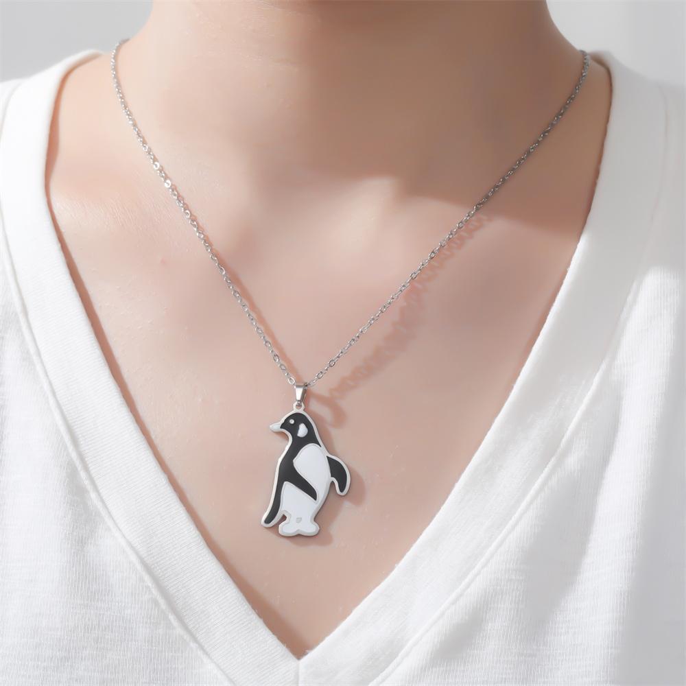 Penguin Pendant Necklaces for Women Stainless Steel Animal Charm Chain Fashion Jewelry Kids Boys Girls Birthday Party Gifts