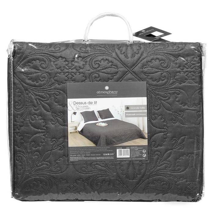 Dessus de lit - ATMOSPHERA - Arabesque - Gris foncé - Matelassé - 240x260 cm