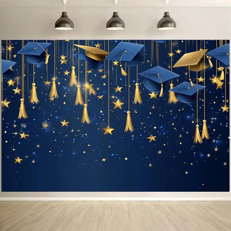 2D 2D Flat Graduation Cap Backdrop Cloth for Graduation Celebration Photoshoot Decor