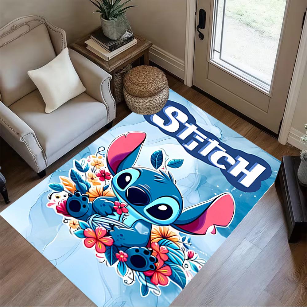 Colorful Stitch Adventure Floor Mat Perfect for Kitchen Outdoor Game Room Bedrooms Antislip Carpet Anime Office Decor Perfect Gift for Friends & Famil