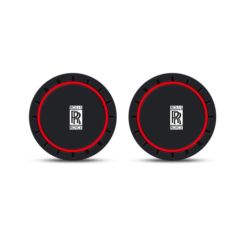 2 Stück Leder Innenraum Auto Anti-Rutsch-Matte Untersetzer Auto Wasserbecher-Schlitz Zubehör für Rolls-Royce Cullinan Phantom Ghost Wraith Dawn